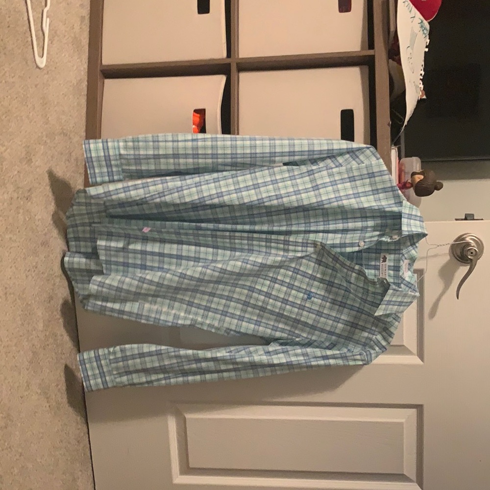 It is blue with white  stripes